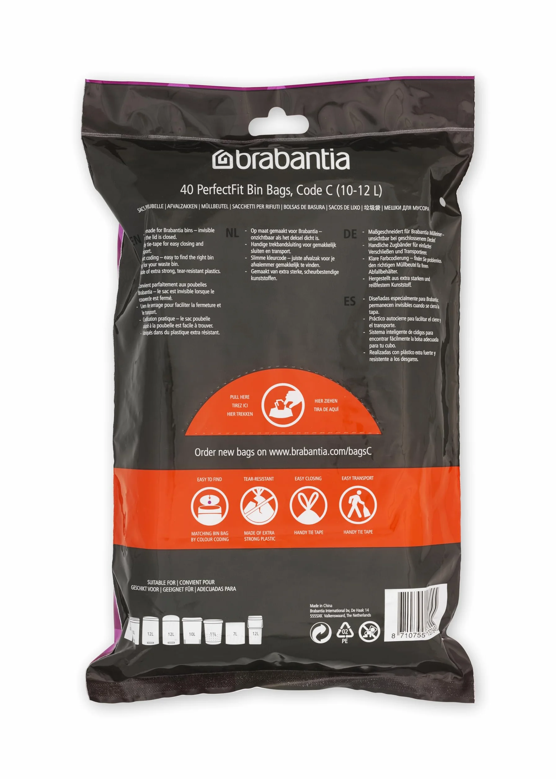 PerfectFit Bags, Code C, 10-12L, 40 Bags