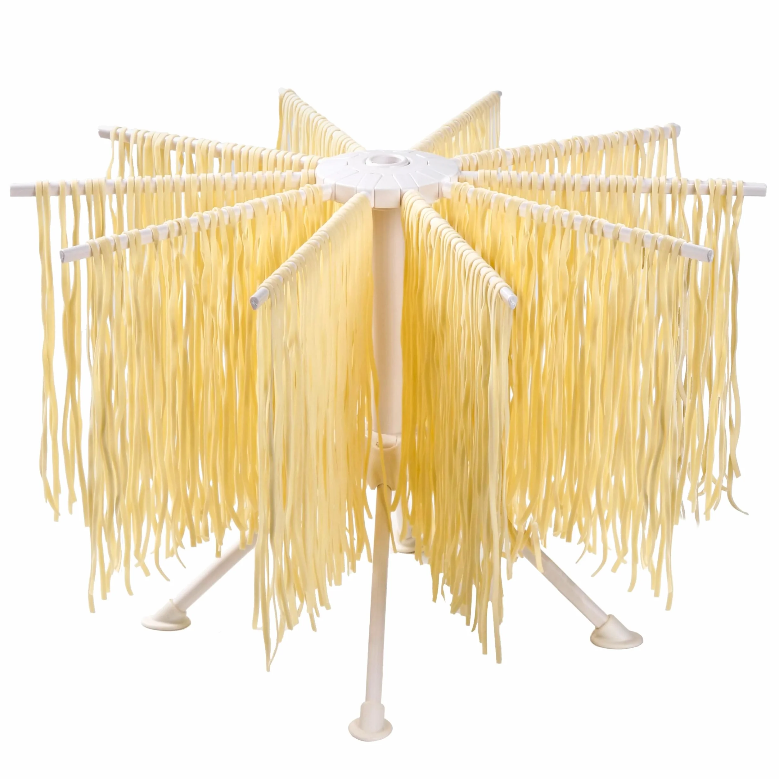Stendi Pasta Fresca con 10 Bracci Estensibili - Essicatore per Asciugare Pasta Fresca Stendipasta - Appendi Pasta Fresca in Plastica - Stendino per Pasta Fresca per 2 kg, Bianco