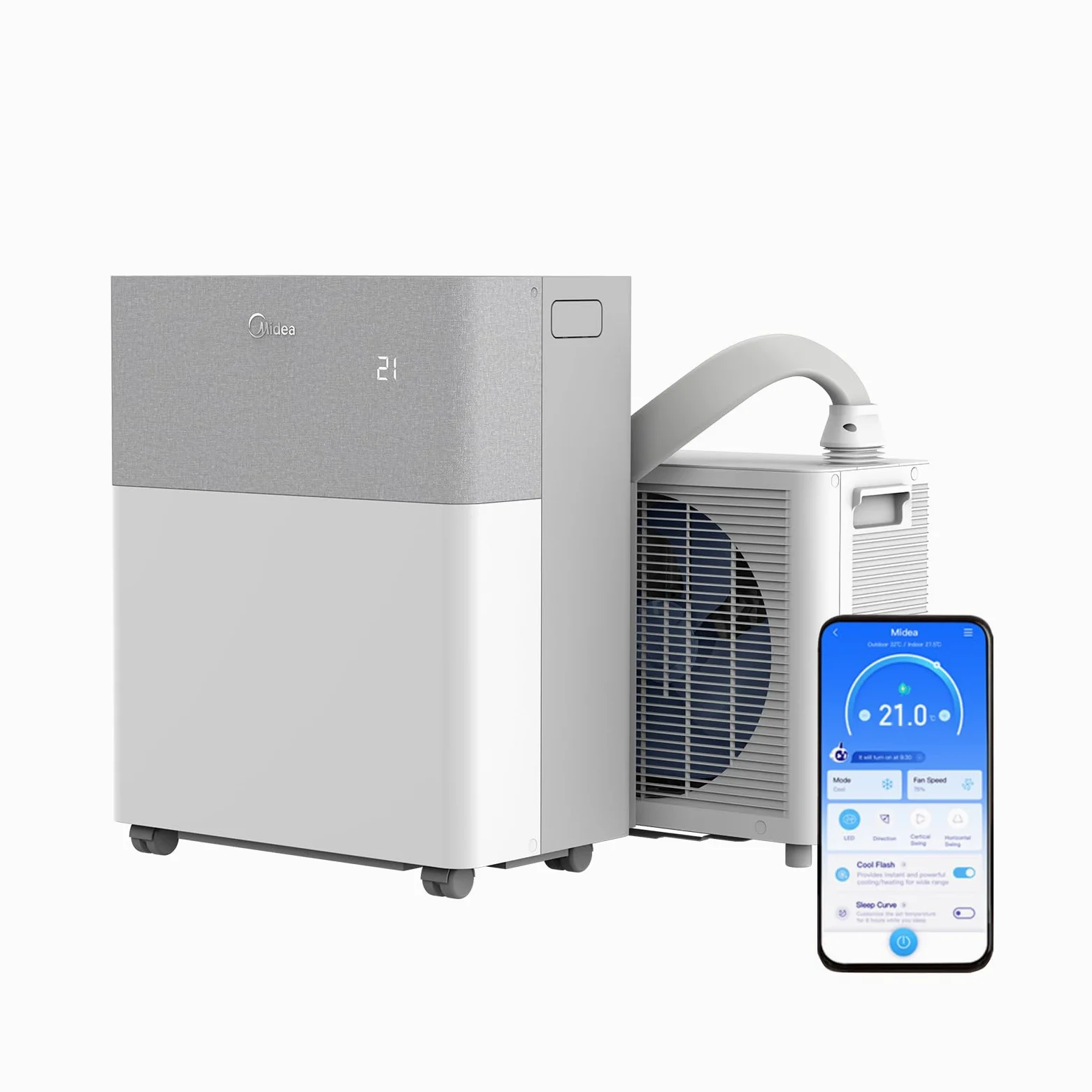 Midea Portasplit 4-in-1 Condizionatore con Pompa di Calore 12000 BTU (3,5 kW), Raffreddamento/Riscaldamento, 39 dB Silenzioso, Senza Installazione, WiFi Smart, Classe A++/A+, stanze fino a 42 m²