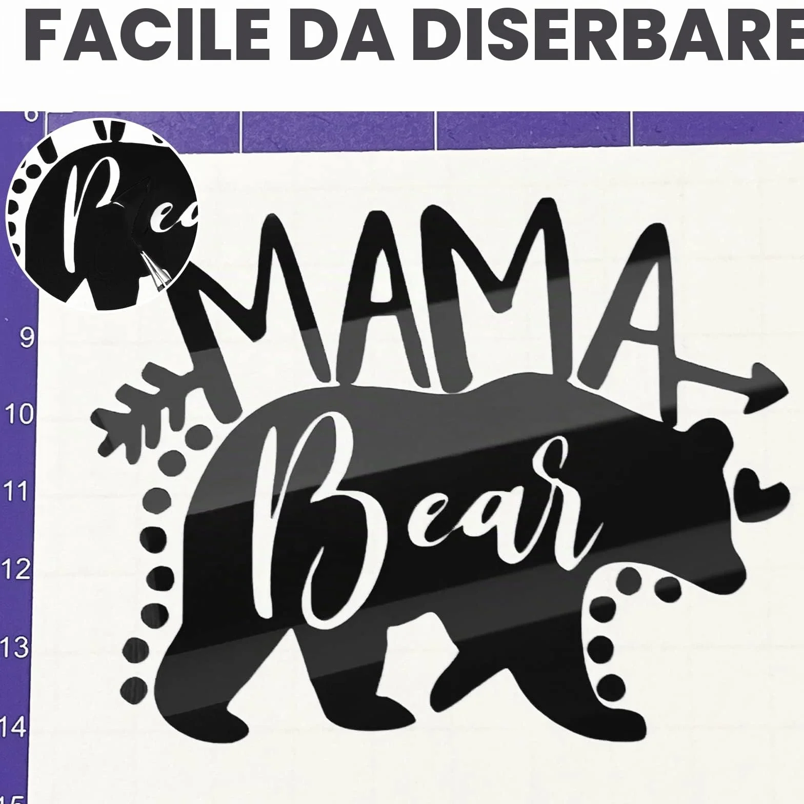 Lya Vinyl Vinile Adesivo Nero Lucido 30,5 x 152,4 cm per Cricut, Silhouette Cameo, Regali Fai Da Te, Tazza, Finestra, Ceramica, Plastica