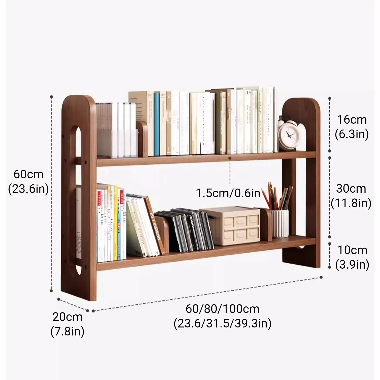Scaffale Libreria Legno Regolabile,Dormitorio organizer per riporre oggetti Multistrato, Organizzatore Monitor,3 strati Scaffale Espositivo da Scrivania,Per Casa, Ufficio, Scuola, Studio