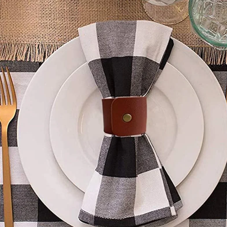 OUNONA Anelli Portatovaglioli in Finta Pelle Rustici 12 Pezzi Portatovaglioli Moderni Per Decorazione Tavola Autunnale Feste Cena Ricevimenti Casa Ristorante