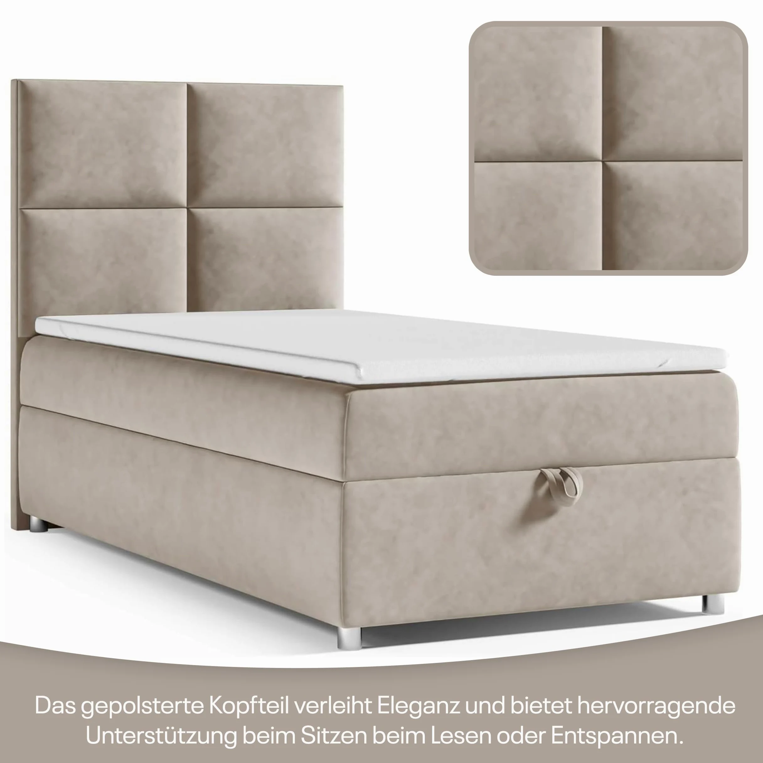 Trinity K2 Letto a Molle Singolo Con Molle Bonell, Materasso E Topper | 70x200 Con Cassetto | Letto Singolo | Letto Imbottito - Consegna Al Bordo Del Marciapiede