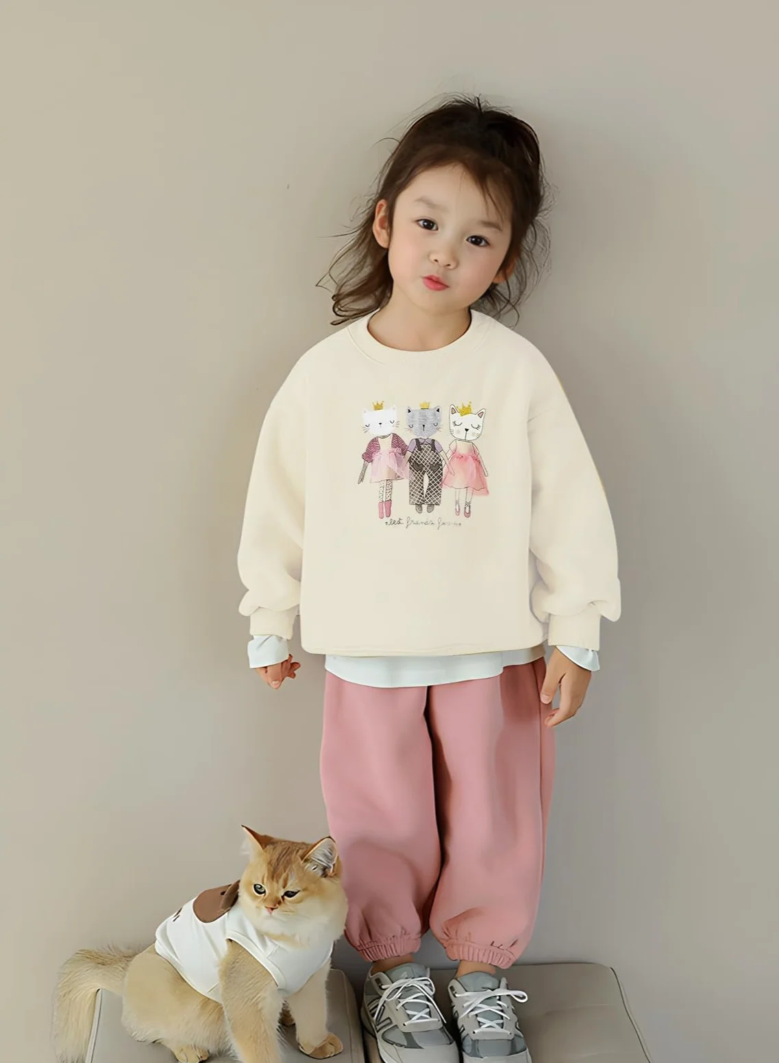 Felpa Bambina Unicorno Pullover Cotone Manica Lunga Autunno Inverno Senza Cappuccio 2-7 Anni