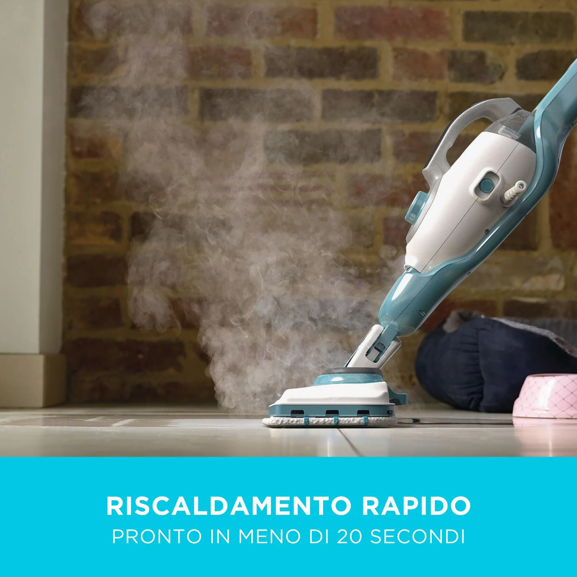 BLACK+DECKER Scopa a vapore 2 in 1 con guanto per la pulizia SteaMitt e 11 accessori, BHSM166DSM-QS