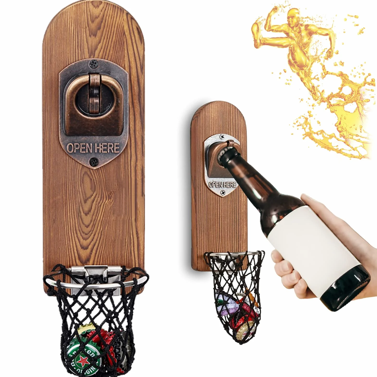 Apribottiglie Magnetico da Legno per Birra, Accessori Bar Esterno, Idee Regalo Uomo