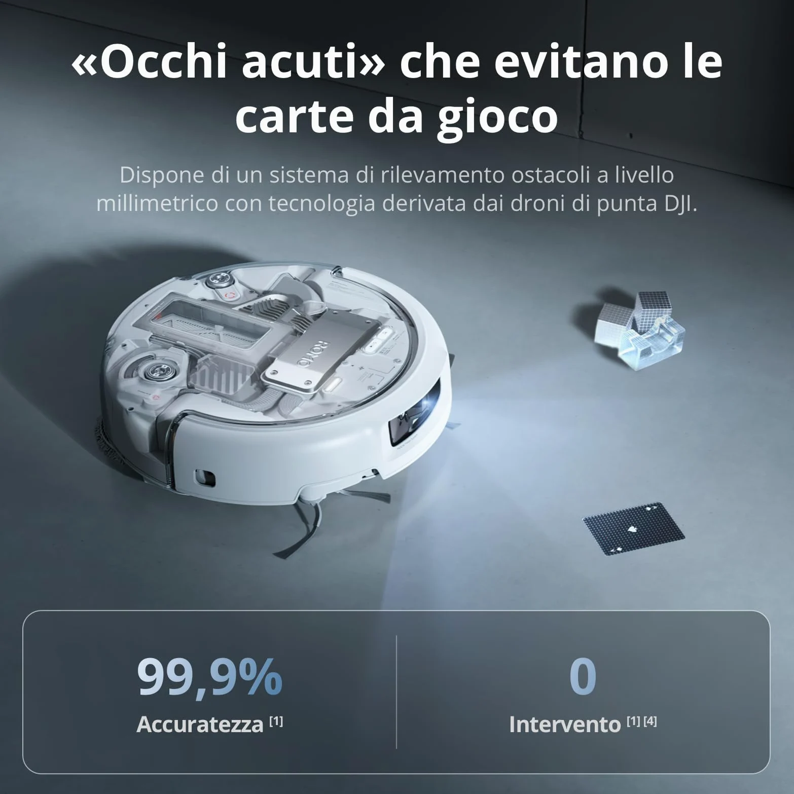 DJI ROMO P Robot Aspirapolvere Lavapavimenti con Mappatura, 25000 Pa, Rilevamento Ostacoli a Livello di Drone, Antigroviglio, Stazione Base Autopulente, 200 Giorni senza Manutenzione, Trasparente