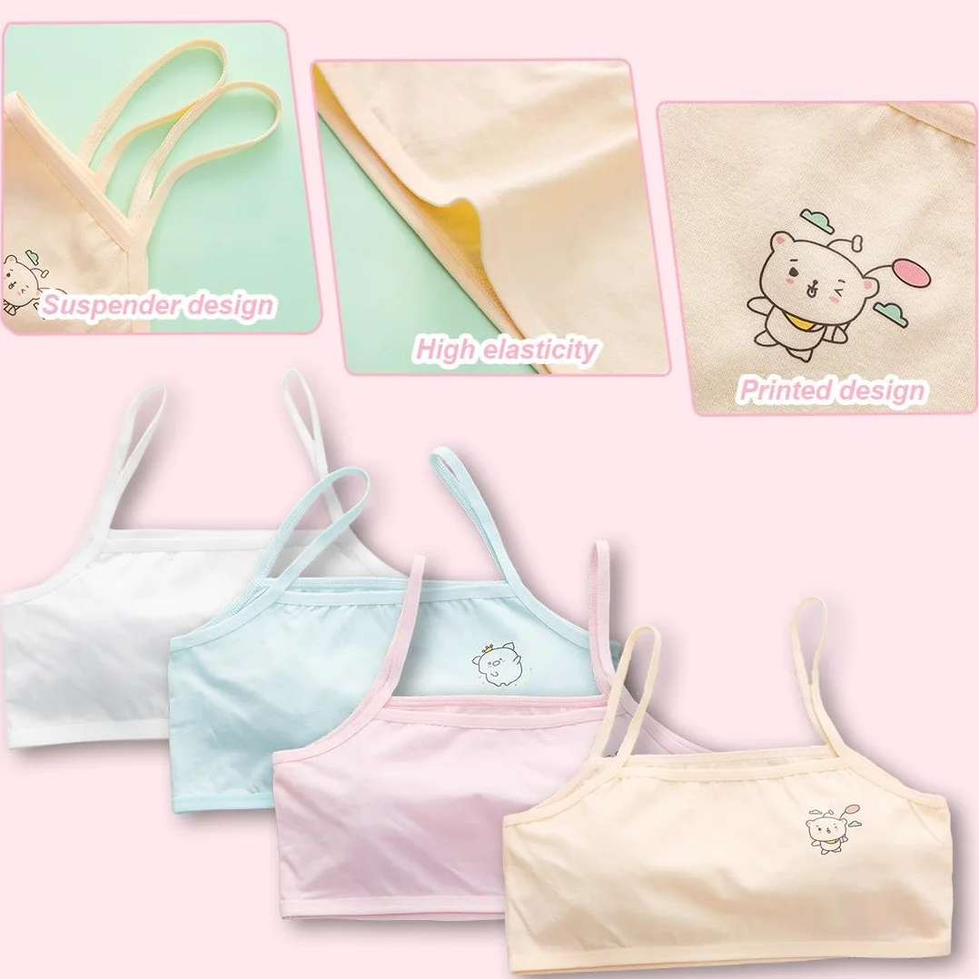 Reggiseno Top Bambina Cotone Basic Multicolore 4 Pezzi