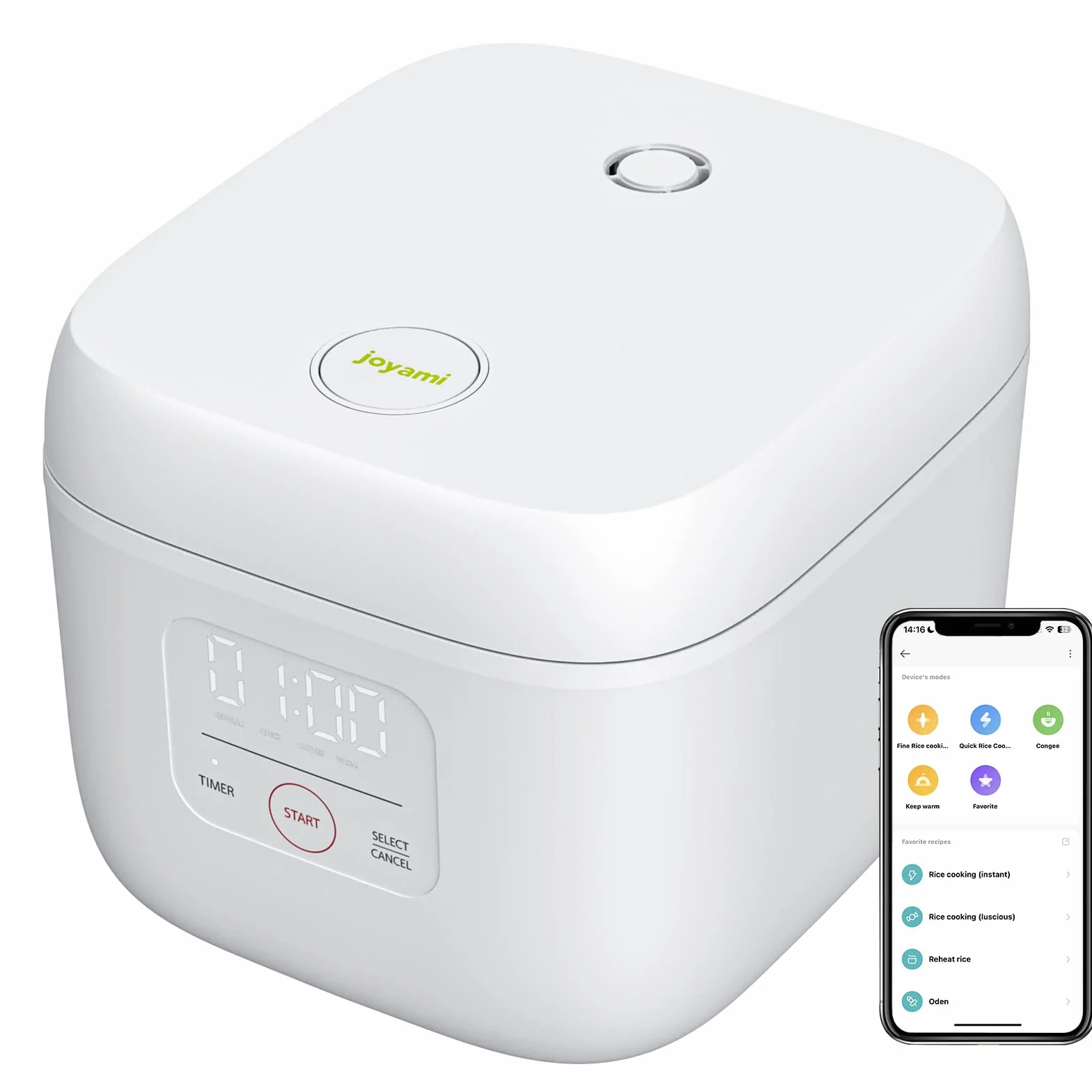 Joyami Smart Rice Cooker 0.8L 3.5 Tazze Interno antiaderente Mantenere caldo