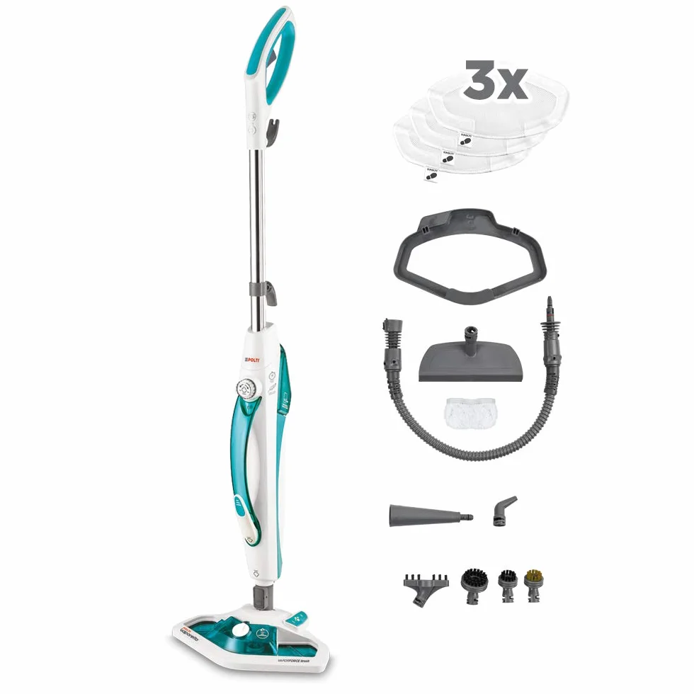 Polti Vaporetto SV450 Double, Scopa Vapore 2 in 1 con Pulitore Portatile, Potenza Max 1500 W, 13 Accessori Inclusi, Serbatoio Estraibile da 0,3 L, Azzurro e Bianco