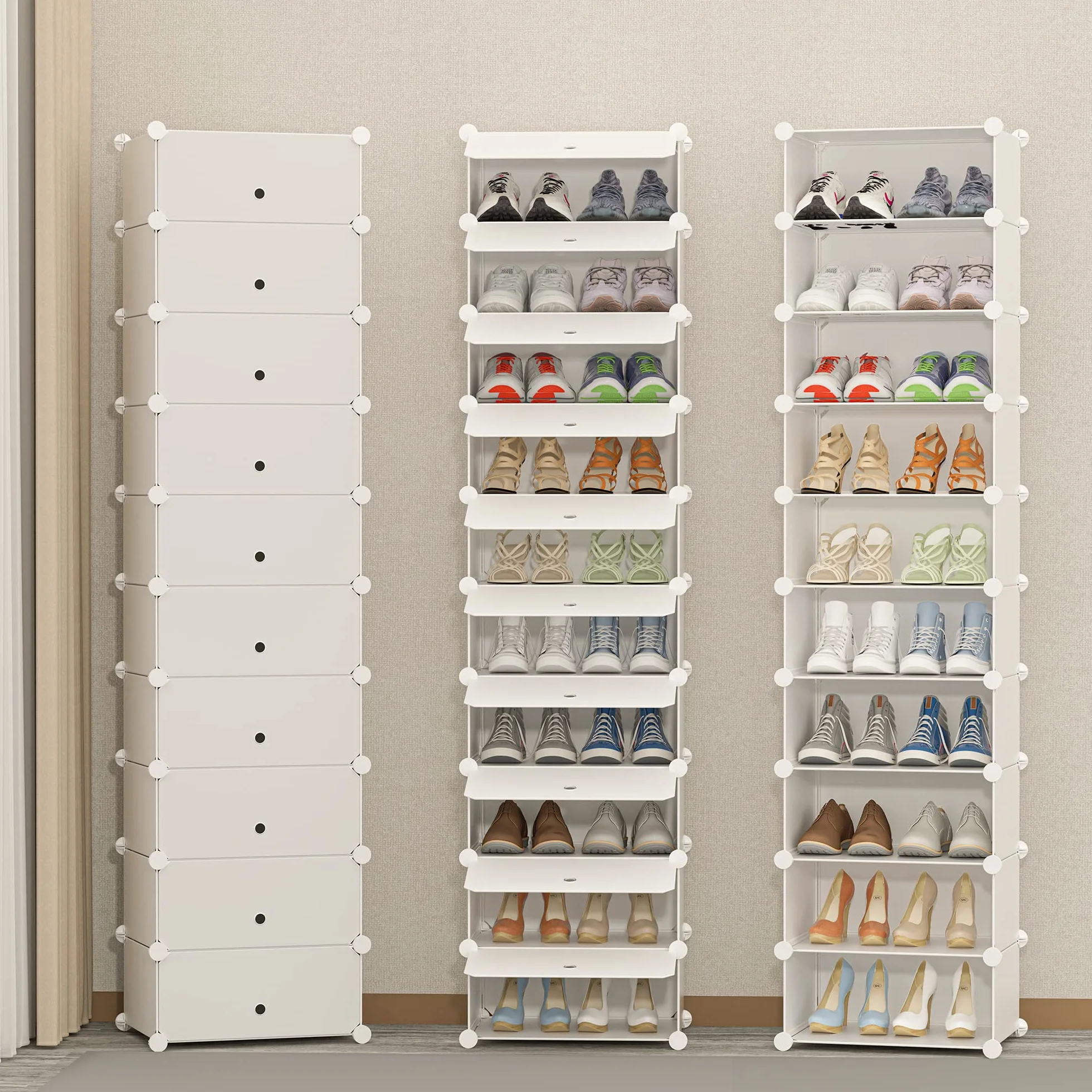 HOMIDEC Scarpiera 10 Ripiani Contenitore 20 Paia Scarpe Plastica Bianco