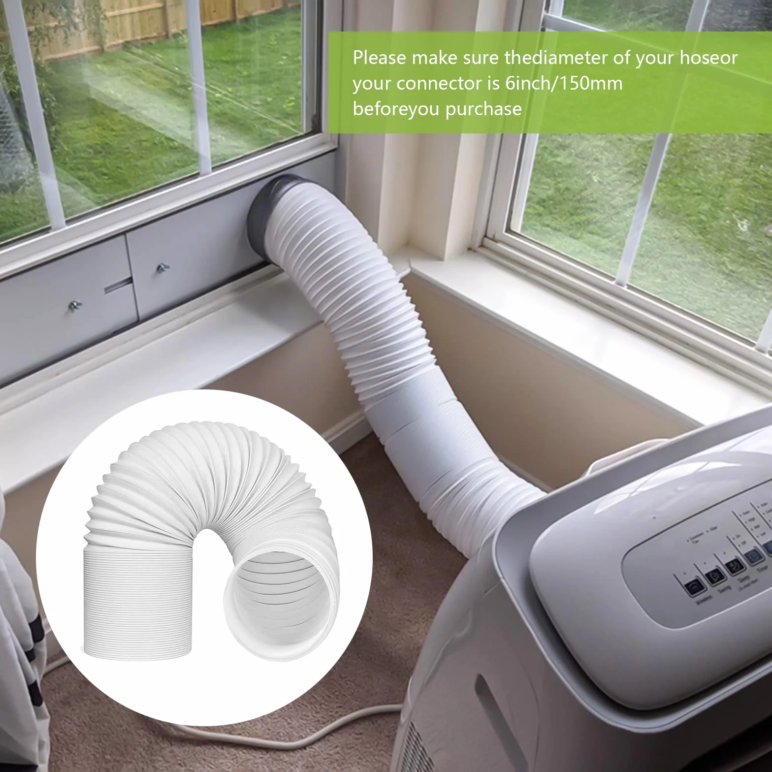 Tubo Climatizzatore Lunghezza 200cm Tubo di Scarico Aria Condizionata Portatile Tubo Flessibile di Scarico Diametro 130mm per Impianti di Climatizzazione Asciugatrice Cappa Aspirante