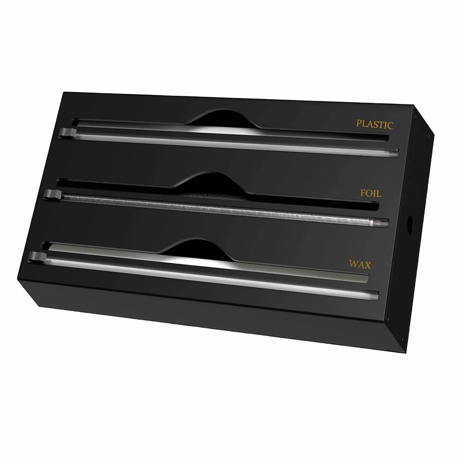 Dispenser di Pellicole in Acrilico Dispenser per Pellicola e Alluminio 34,5 x 21,6 x 7cm Dispenser Di Fogli Di Alluminio per Organizer da Cucina, Nero