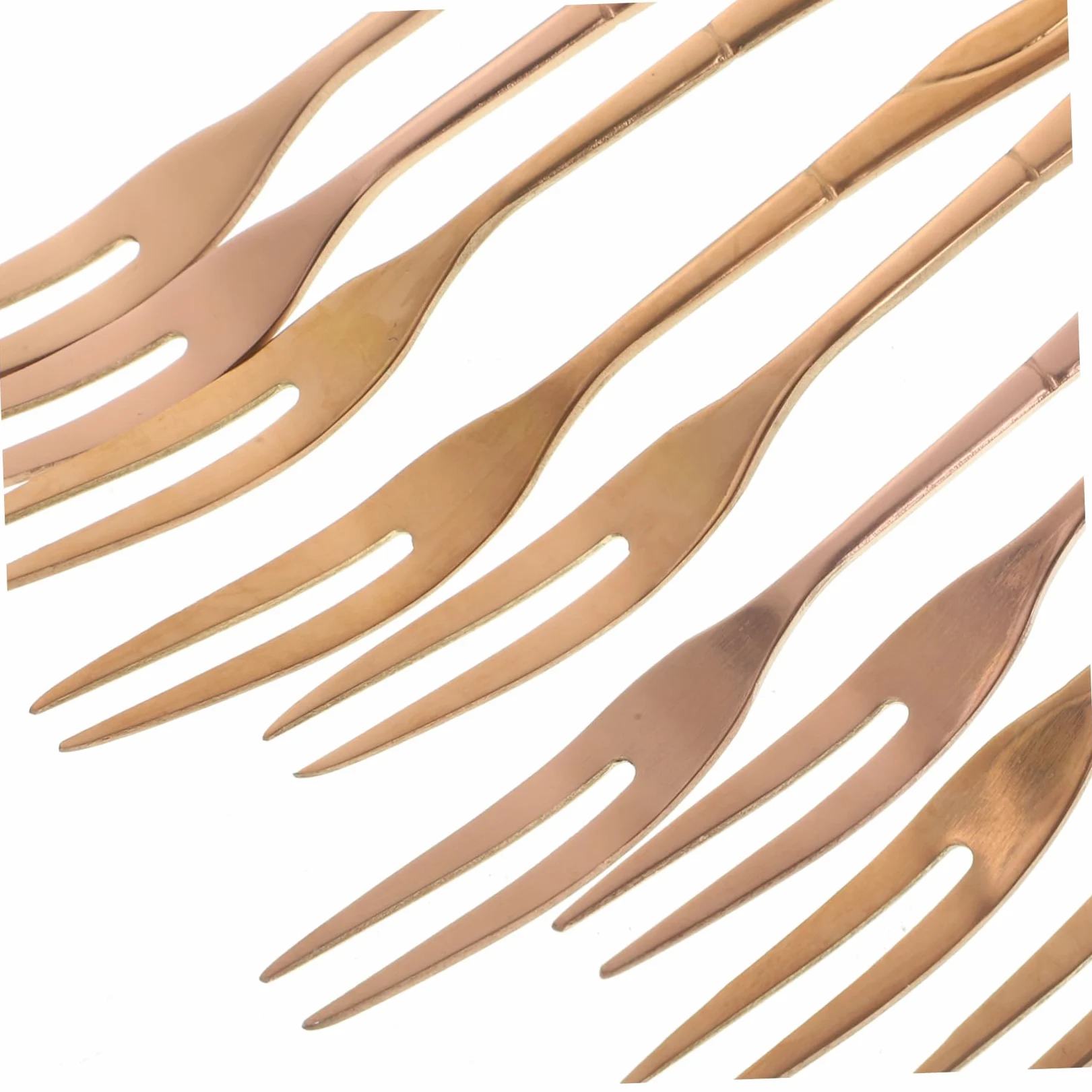 MAGICLULU 20pezzi Forchette Per Frutta Acciaio Inossidabile Doppio Dente Eleganti Forchettine Per Dessert e Insalate Per Feste e Eventi Hotel e Bar Oro Rosa
