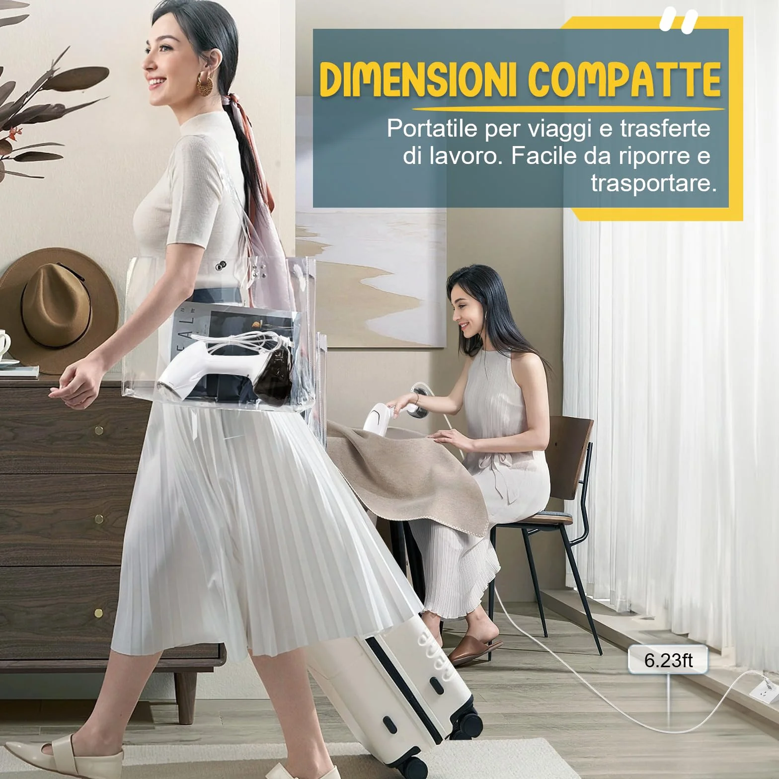 Rolipo Stiratore Verticale Portatile per Abiti, Stiratore a Vapore con Grande Serbatoio da 360 ml, Rimozione Rapida delle Pieghe, Stiratore Portatile Ideale per Casa, Ufficio e Viaggio