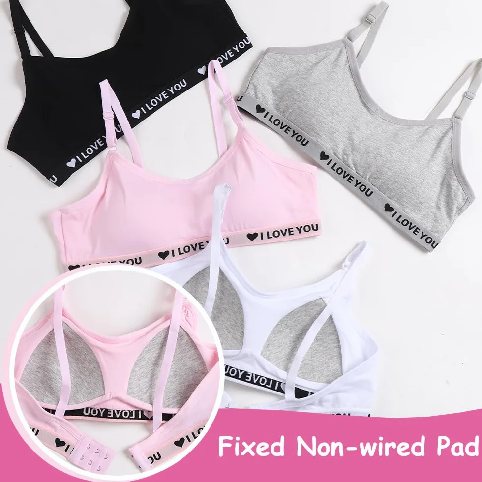 Bysion Reggiseni Sportivi in Cotone Senza Cuciture per Ragazze 10-18 Anni