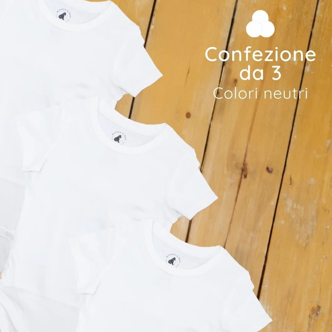 Bramble & Bear Confezione da 3/6 Body a manica corta per bambini - Body unisex in cotone biologico per bambini da 0 a 3 anni