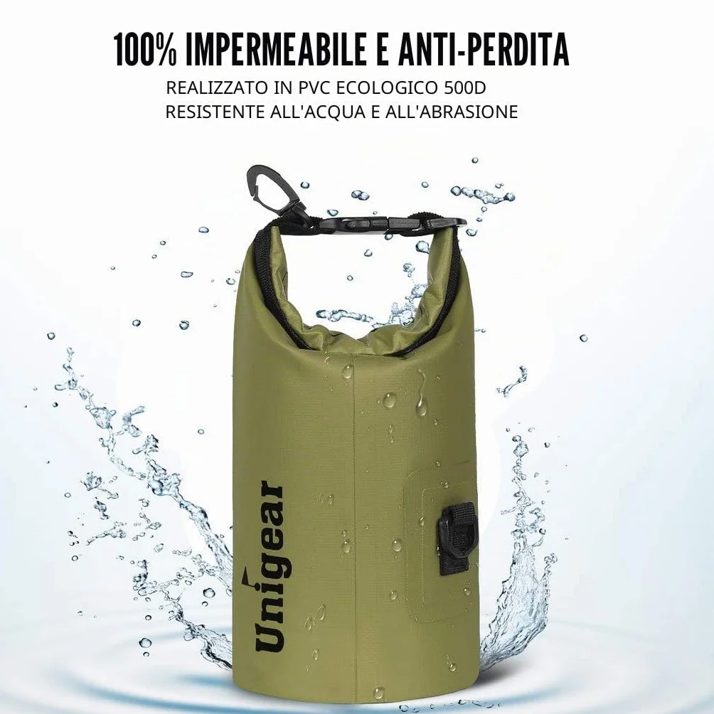 Unigear Borsa Impermeabile (2L/5L/10L/20L/30L/40L/55L) per Attività all'Aria Aperta e Sport Acquatici, Campeggio, Kayak, Pesca, con Custodia Impermeabile per Cellulare
