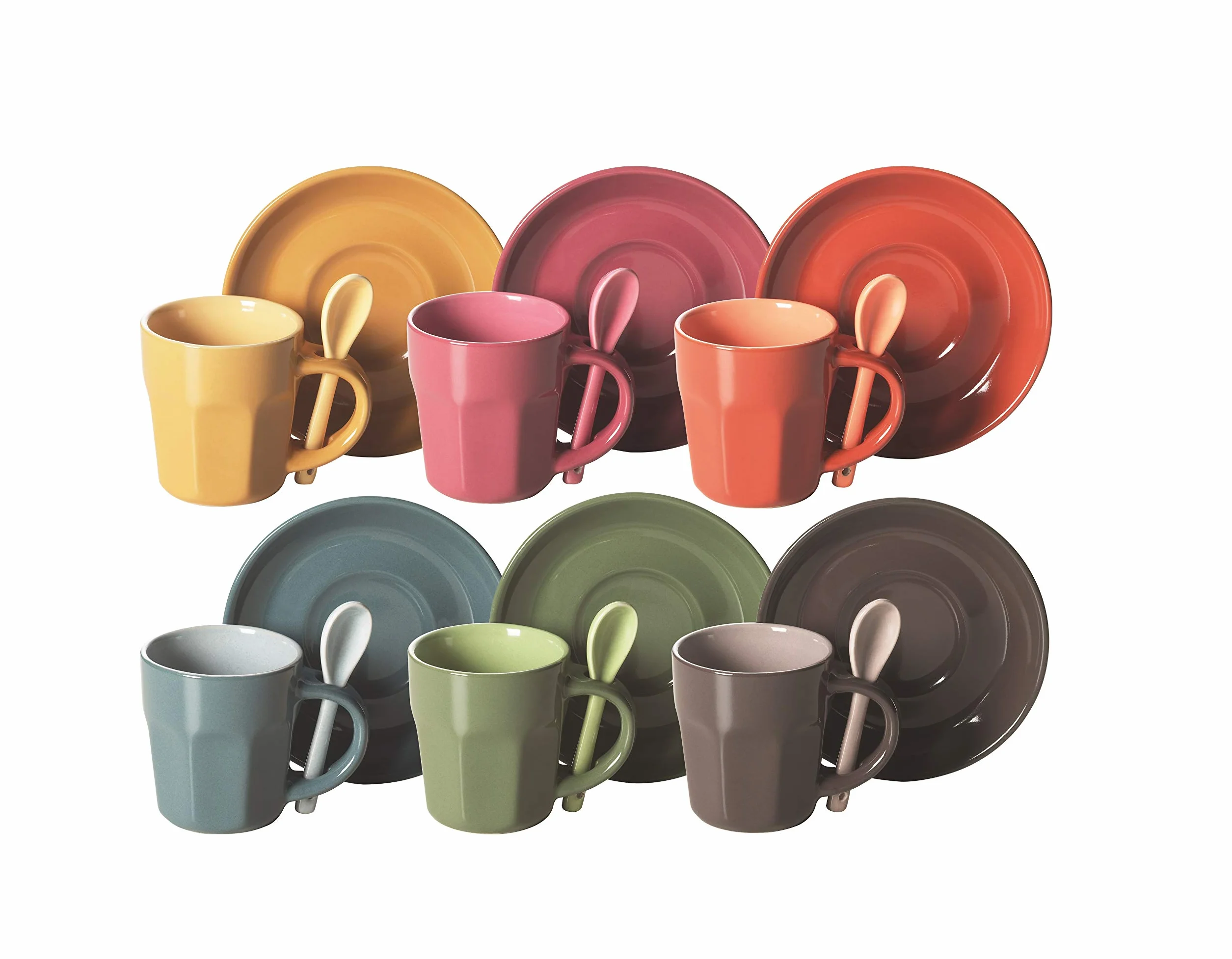Excelsa Abbraccio Set Tazzine Da Caffè, Ceramica, 6pz, Multicolore, ‎5.5 x 5.5 x 6.5 cm, 1.47 Kg