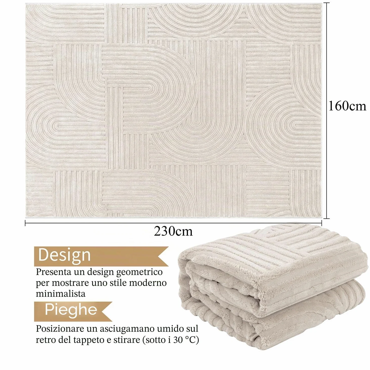 SHACOS Tappeti Moderni per Soggiorno Crema 160x230cm Tappeto Salotto Grande Morbido Antiscivolo Lavabile in Lavatrice Tappeti di Zona per Camera da Letto
