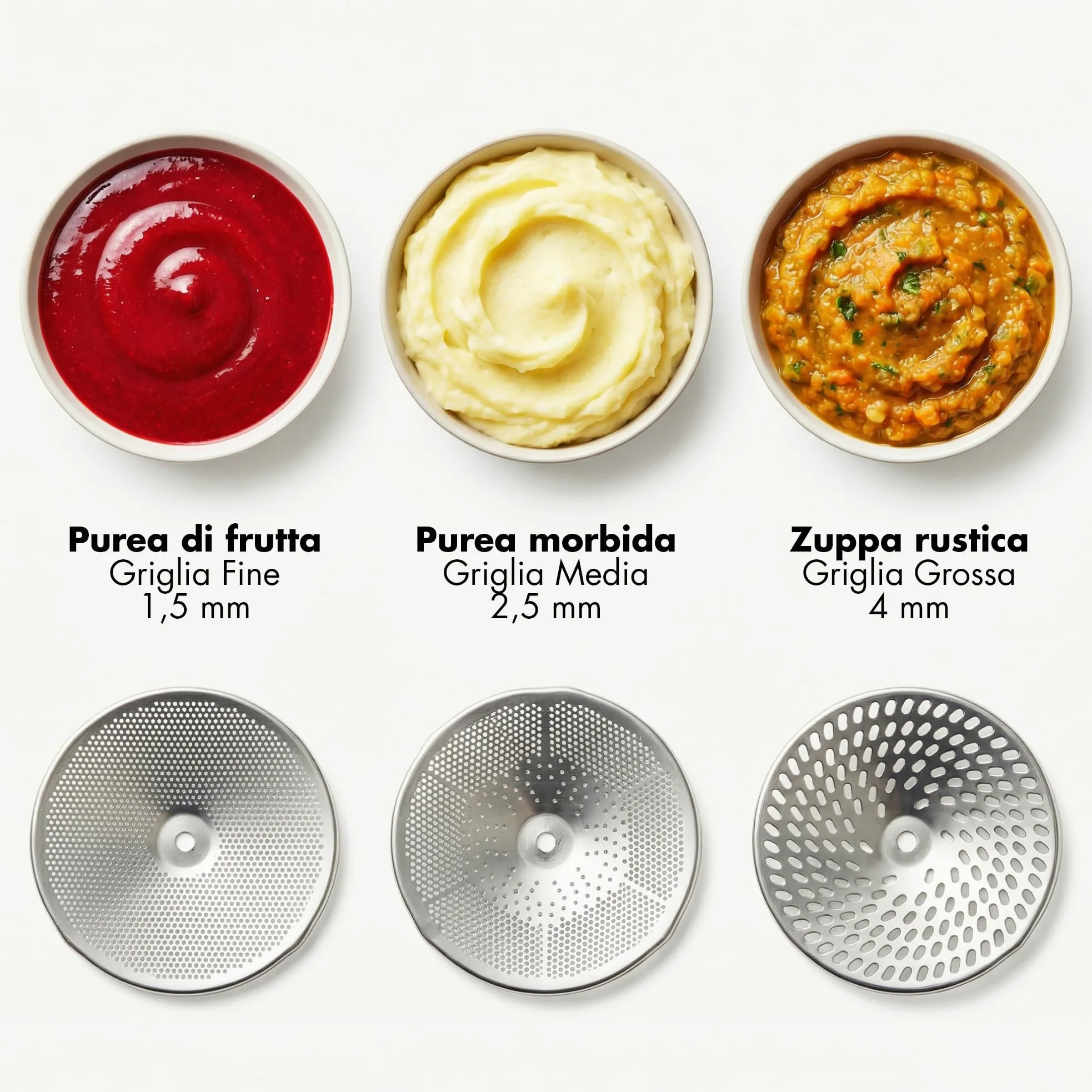 La Bonne Graine - Moulin Passa-Verdure Ø 24 cm in Acciaio Inox – 3 Griglie Intercambiabili – Passapuré, Soupe, Purè