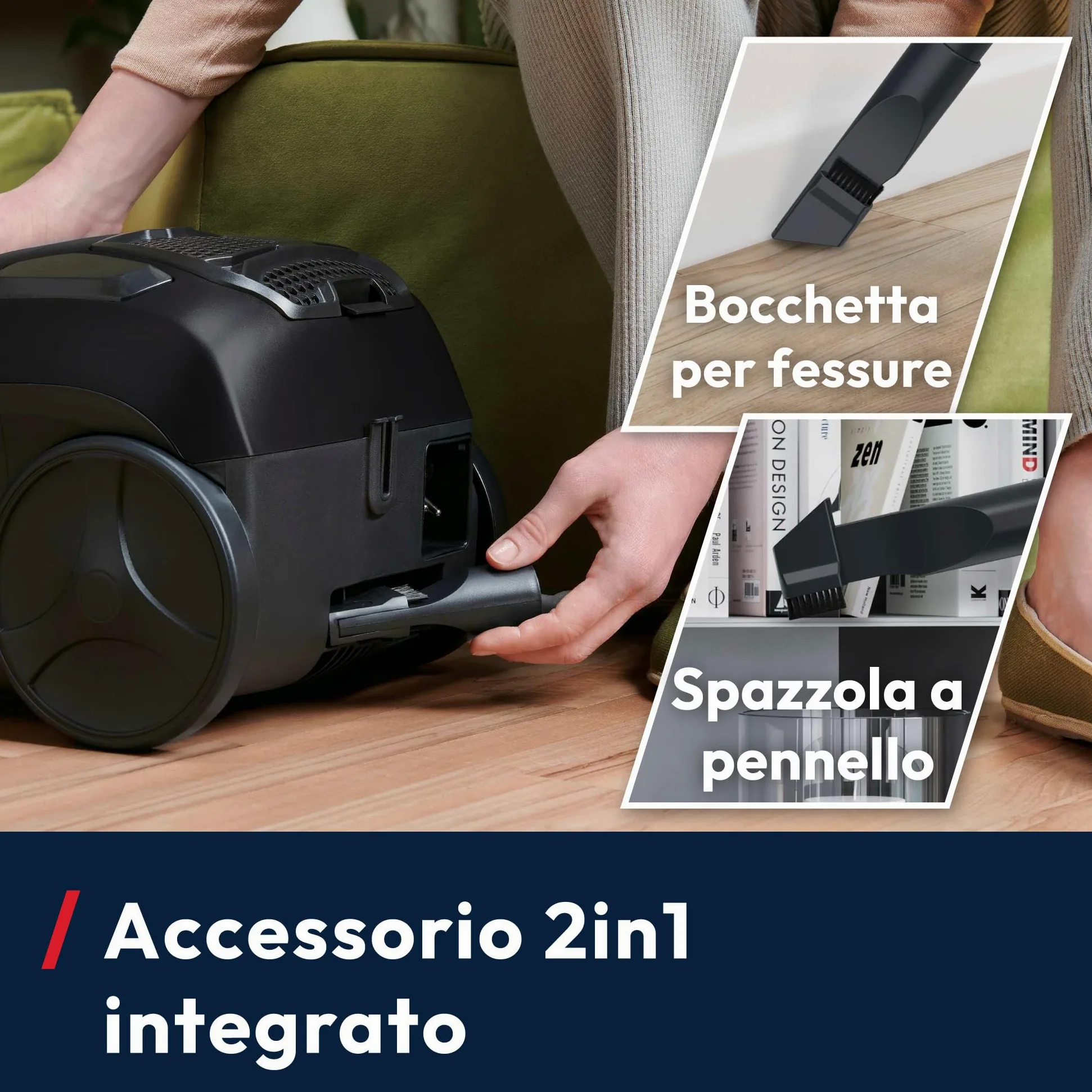 Hoover Aspirapolvere a traino senza sacco potente e compatto HP1 per tappeti, pavimenti duri e delicati, Leggero e con filo, Contenitore 2L, Spazzola Parquet, Raggio d'azione 7,5 m [HPZ107HM]