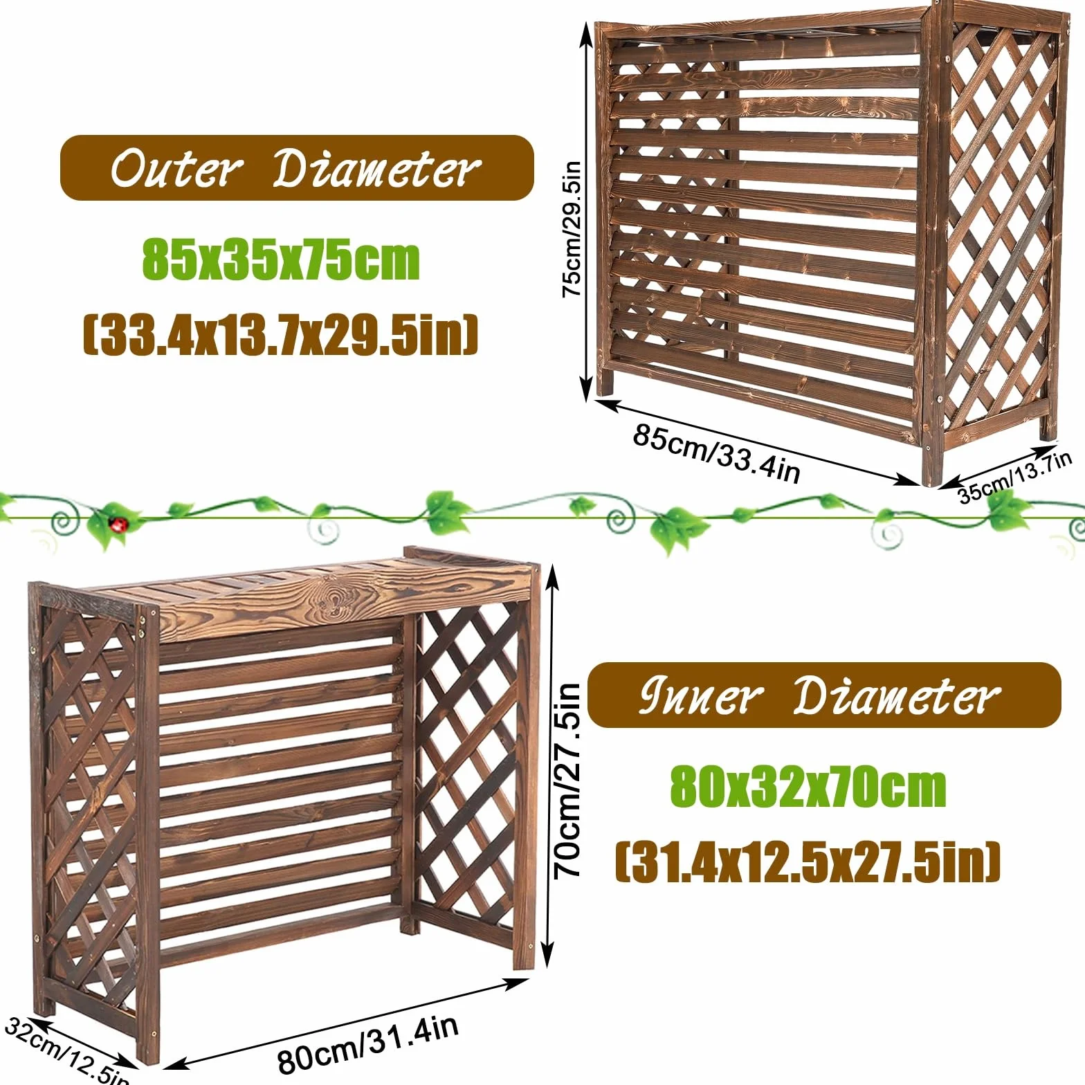 Copricondizionatore per Esterno Tavola di Legno Ispessita Unità Esterna Fiore Stand Nascondere Condizionatore d'Aria Small