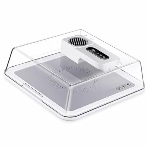 Vassoio per scongelamento rapido per carne congelata, tappetino per scongelamento intelligente con tecnologia di flusso d'aria, include coperchio e timer, ricaricabile, ideale per bistecca, pollo