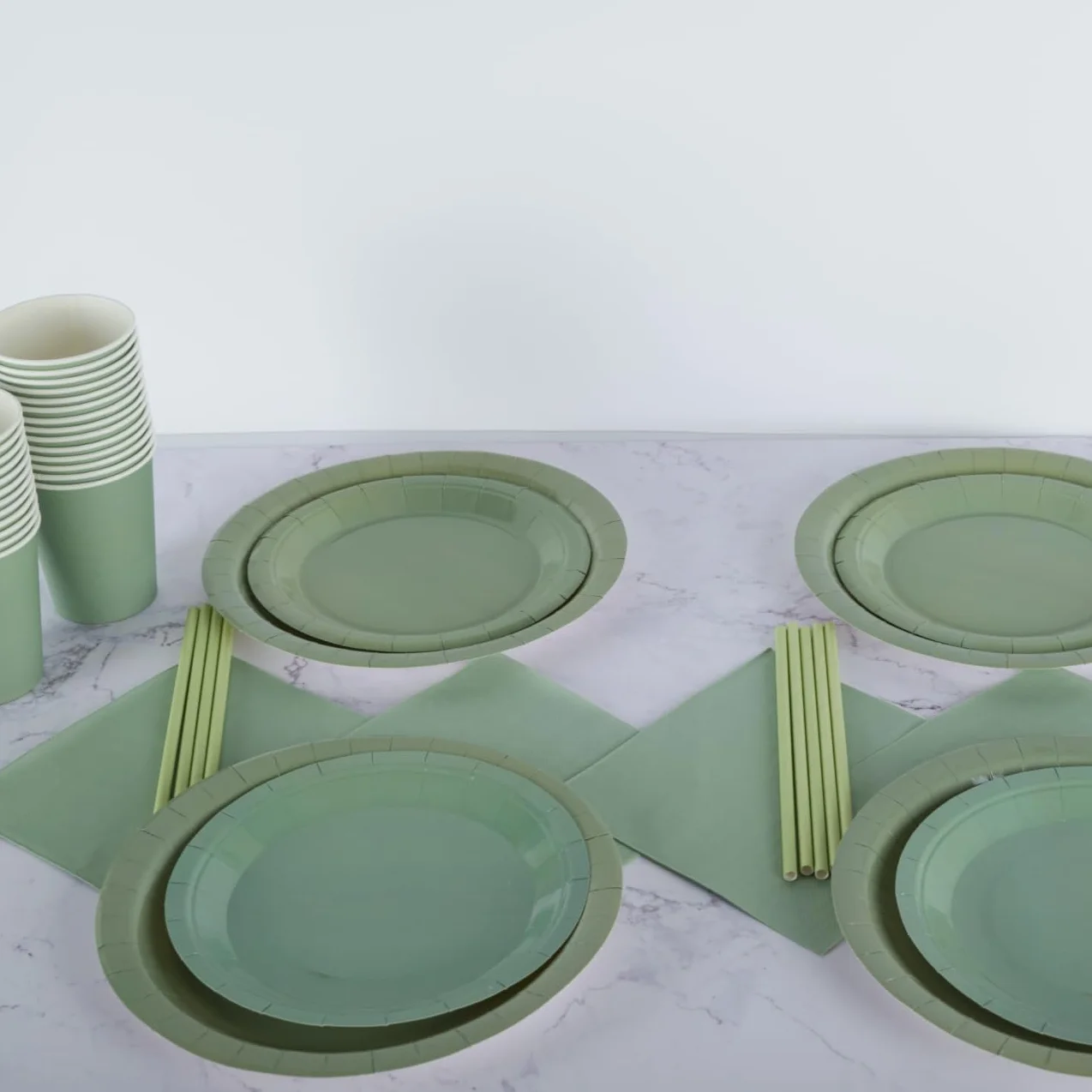 Set di stoviglie per feste 250 pezzi verde salvia CEILIWEN
