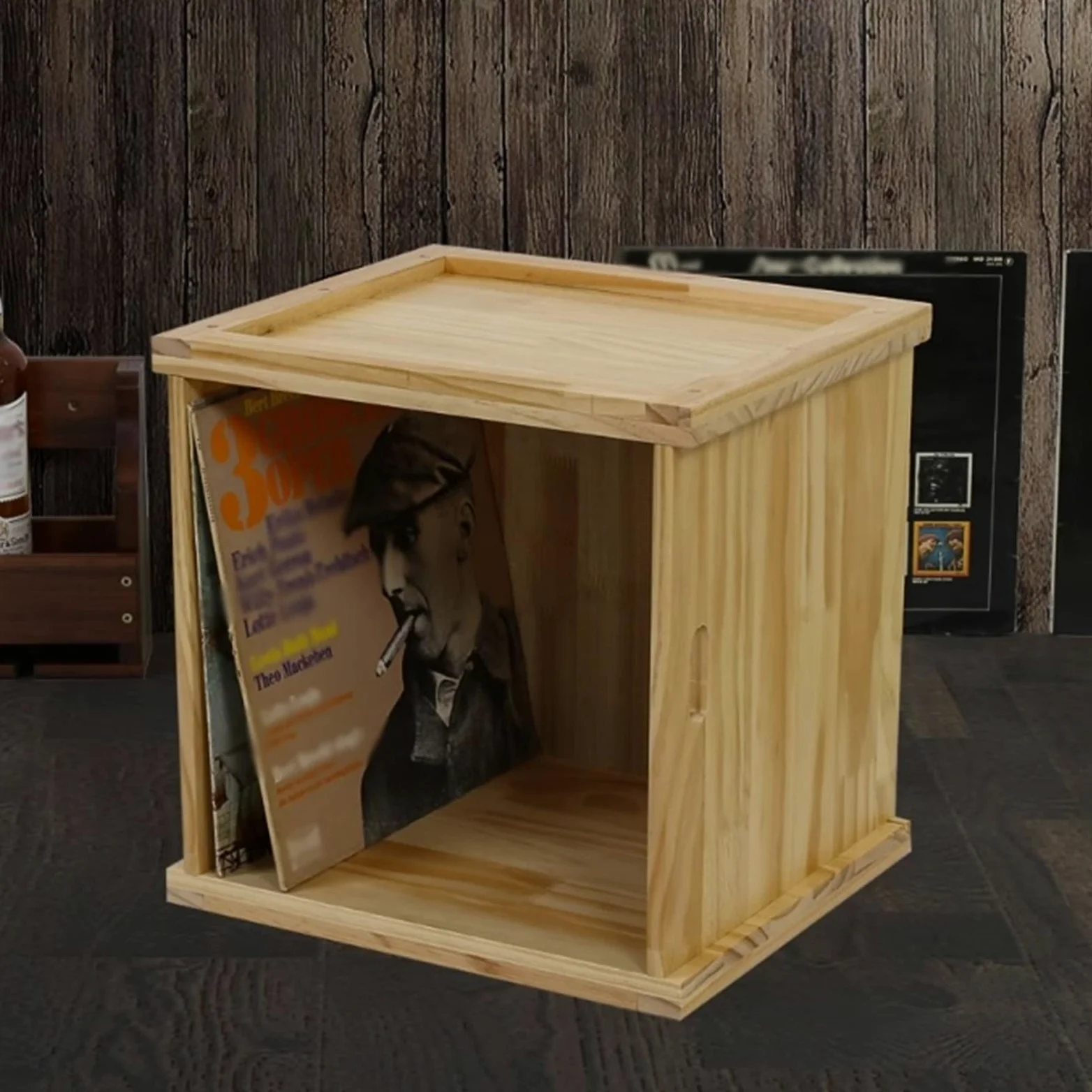 archiviazione dei record Scatola porta LP for dischi in vinile, cassa for in legno centro di intrattenimento