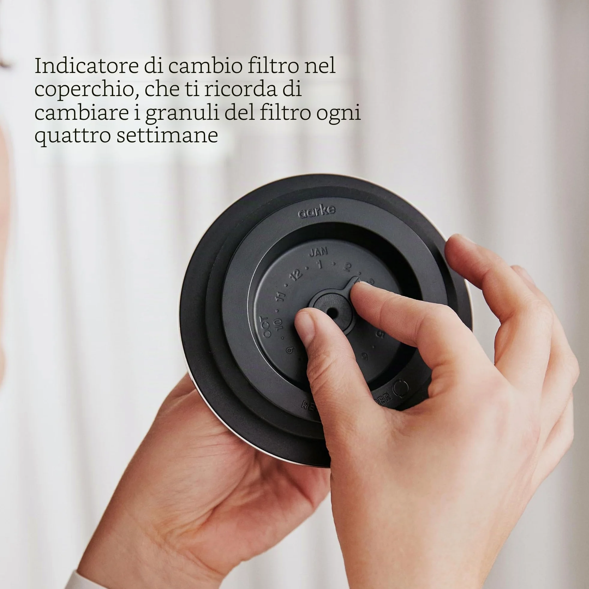 Aarke Purificatore, caraffa filtrante in vetro e acciaio inox, 2,4 l/10 tazze, con sacchetto di ricarica aarke Pure