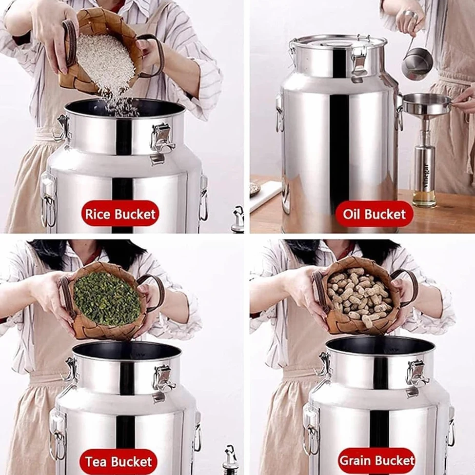 Contenitore sigillato dell'acciaio inossidabile con il coperchio di chiusura per lo stoccaggio e il trasporto di alimenti e bevande