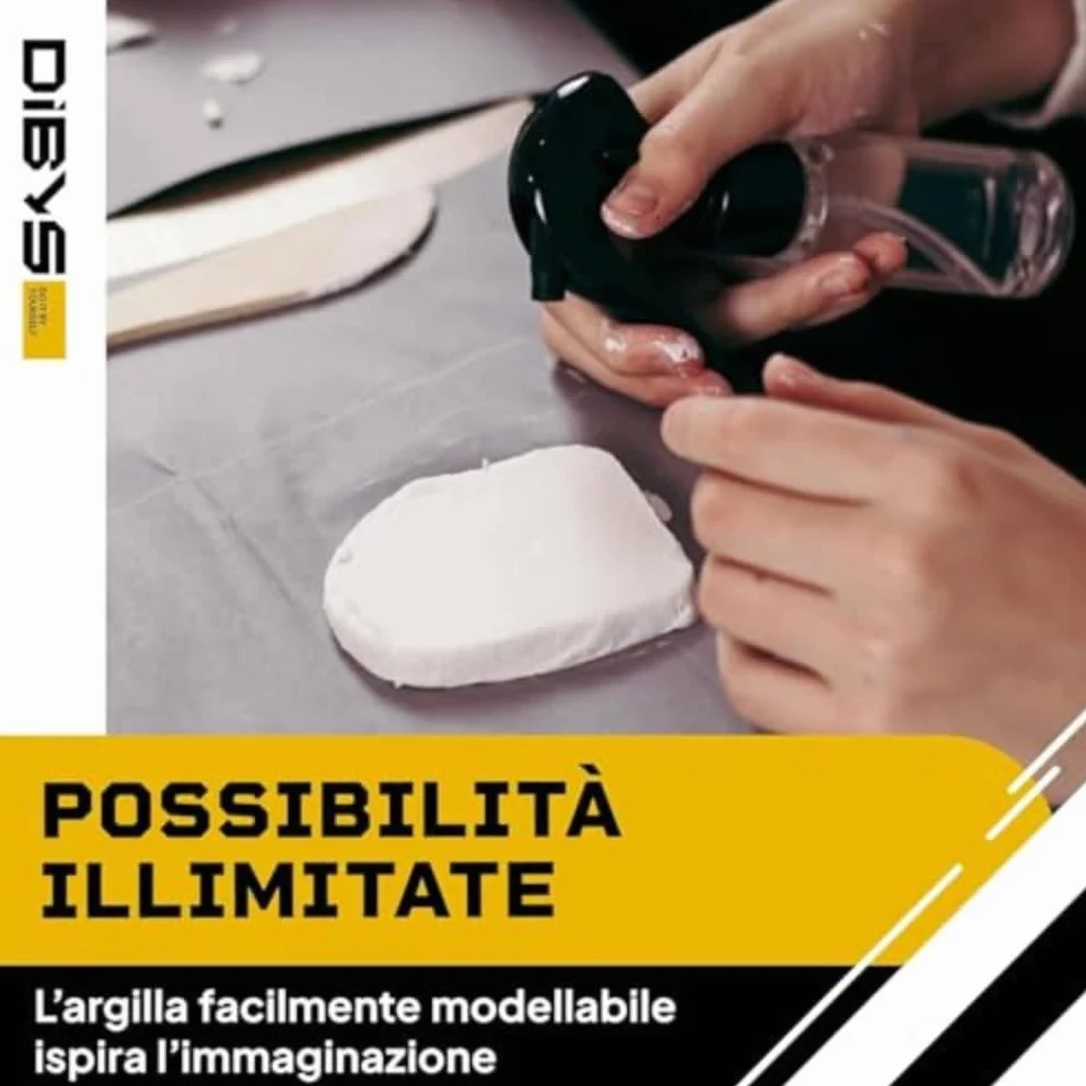 Set di Ceramica per la Casa DIBYS | Kit Completo con Argilla Autoindurente Bianca, Strumenti di Modellazione, Colori e Pennelli
