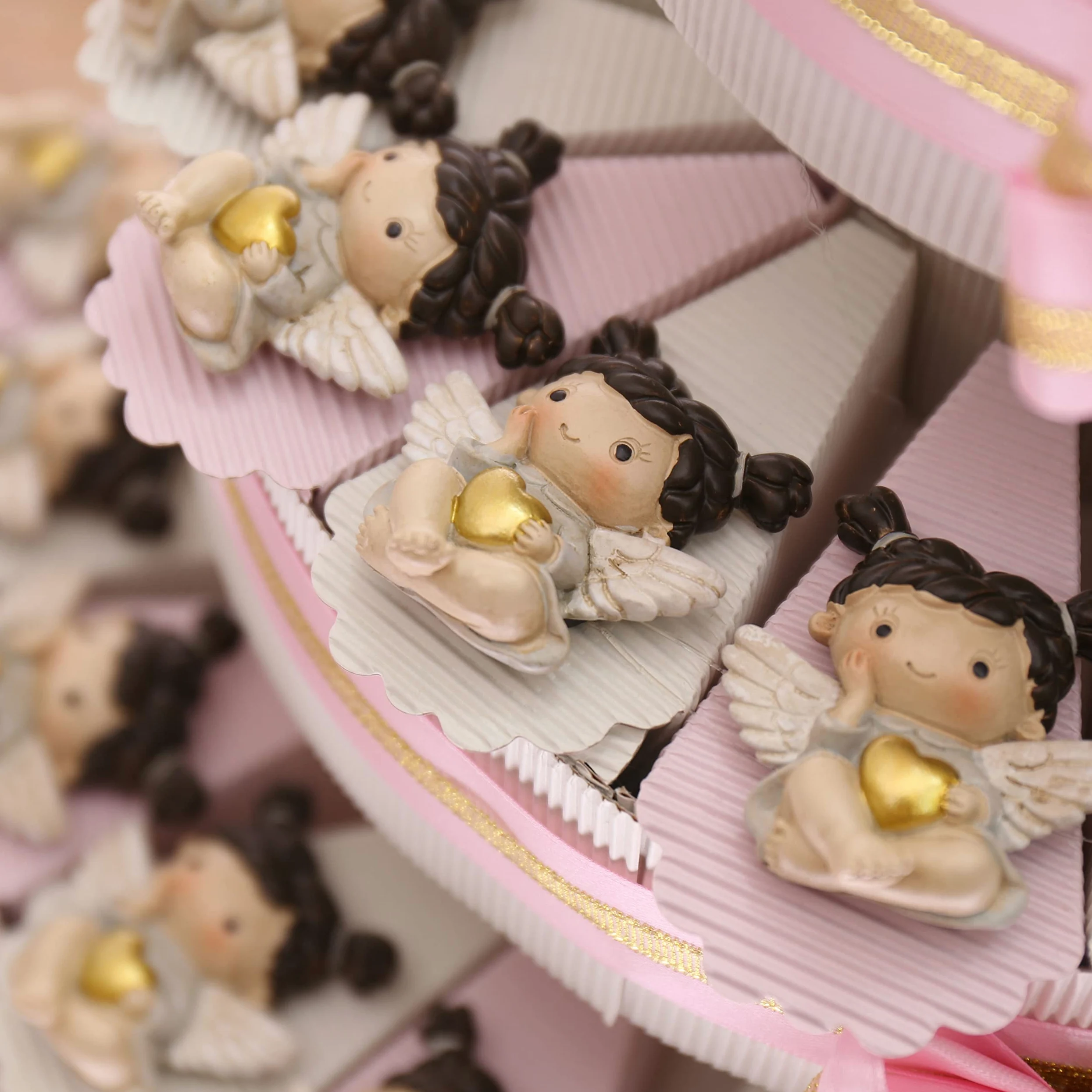 Viale Magico Torta Bomboniere Angelo con Cuore Bimba Calamita per Battesimo 35 fettine