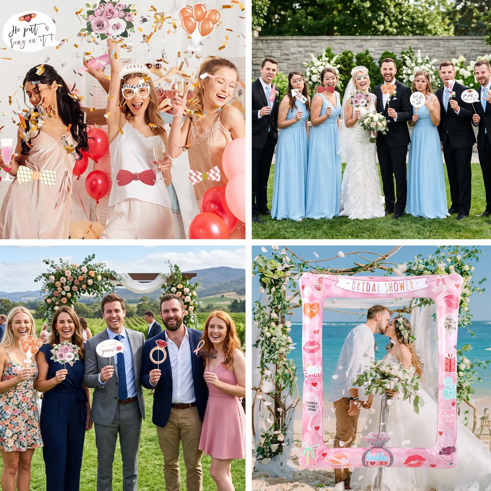 Accessori per fotobox JGA per donne, 24 accessori per fotobox per matrimonio, JGA cornice per foto gonfiabile e accessori per foto per gioco fotografico al matrimonio