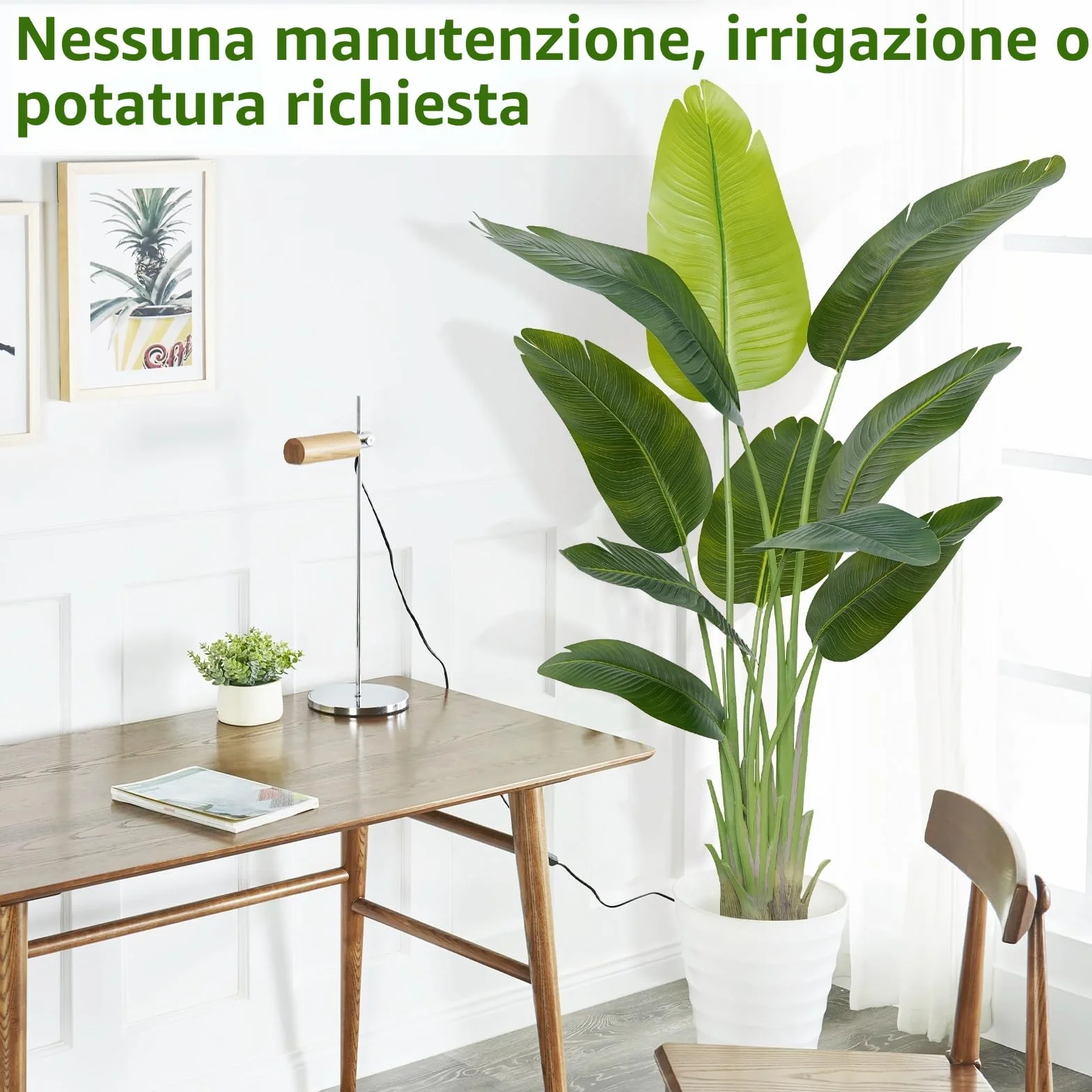 Pianta Artificiale Uccello del Paradiso 150cm Alta, Piante Finte da Interno Grandi Finta con 10 Foglie Albero di Banano Artificiale Per Interni Esterno Soggiorno Ufficio Giardino Dec（1 PACK）