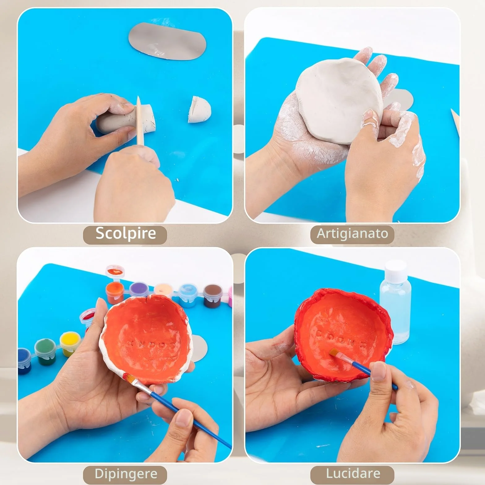 JelyArt Ceramica Fai da te Kit Argilla Senza Cottura Creativo Adulti Include Argilla Strumenti Sculpting Vernice Timbri Alfabetici Guida