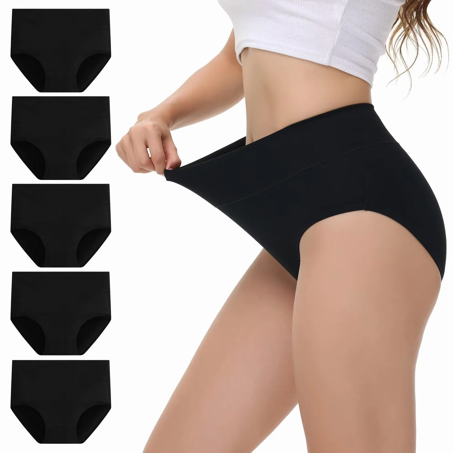 NUOZA Mutande Donna Cotone Vita Alta Slip Pacco da 5 Intimo Culotte Elastico Pancia Piatta Underwear