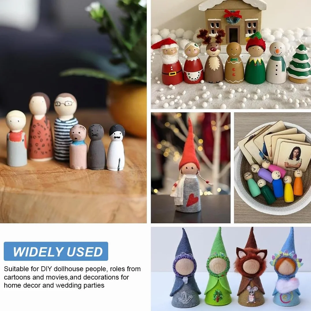 50 Pezzi Bambola Piolo di Legno, Peg Dolls Non Finiti, Peg Doll Legno, Bambole a Pioli in Legnos, Mini Bambola Gente Femmina e Maschio per Fai Da Te Creazioni Artistiche e Painted