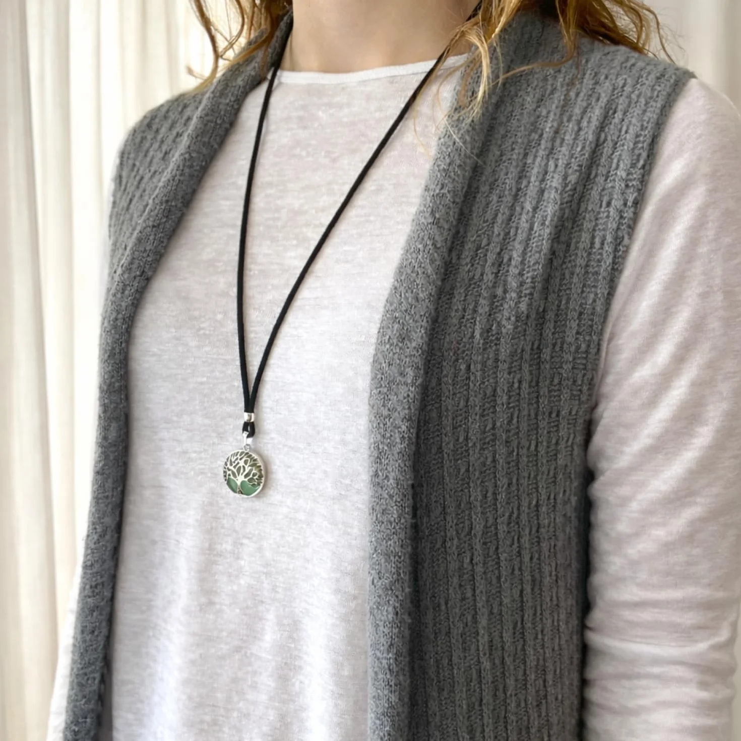 ASTER ALHELÍ Collana Albero della Vita Donna Uomo Ciondolo Pietra Naturale Altezza Regolabile Amuleto Protezione Gioiello Artigianale Fatto a Mano Idea Regalo Avventurina Verde