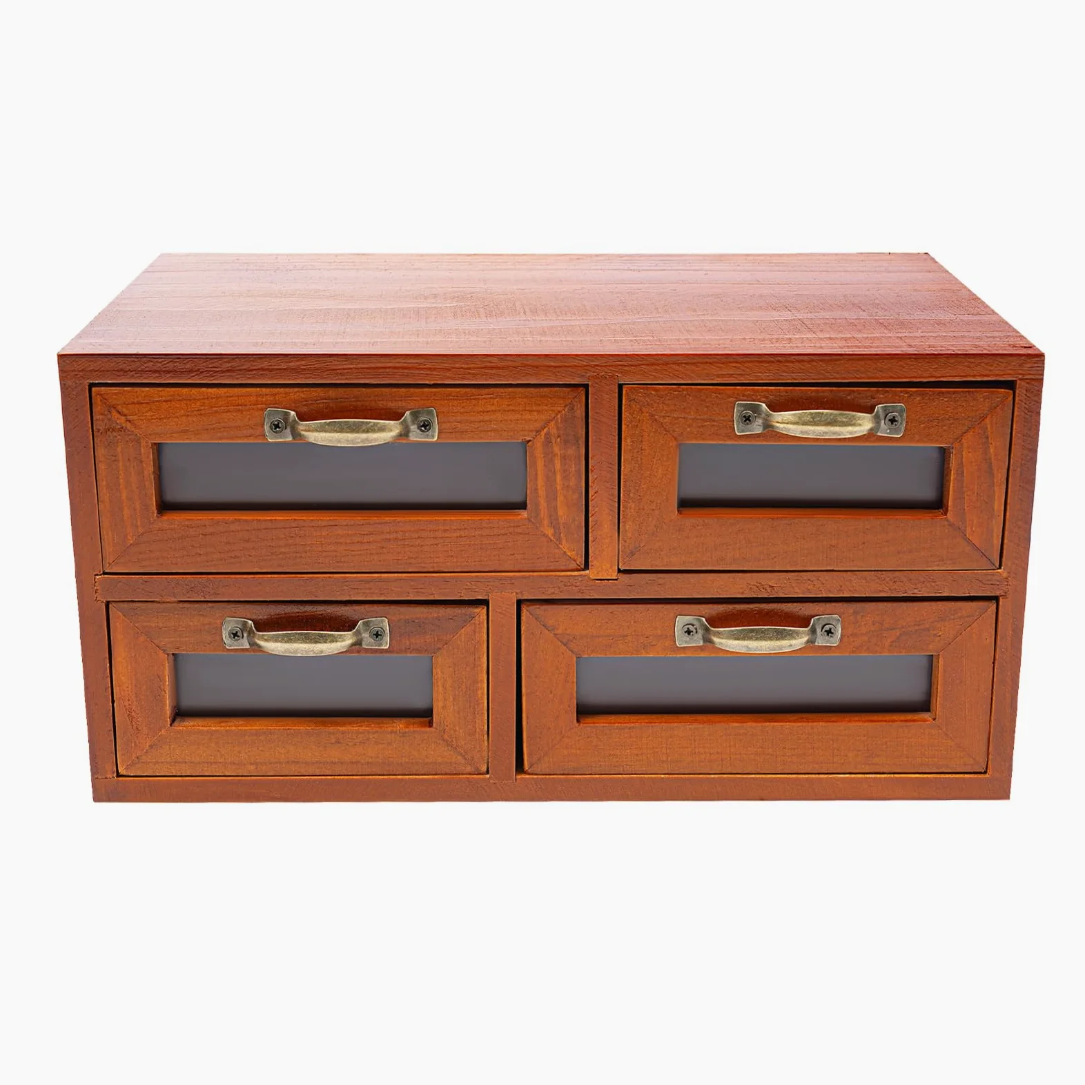 4 armadietti vintage in legno, 16 cassetti con finestra a vista, organizer da scrivania per ufficio e bricolage, cassettiera retrò per piccoli oggetti, contenitore