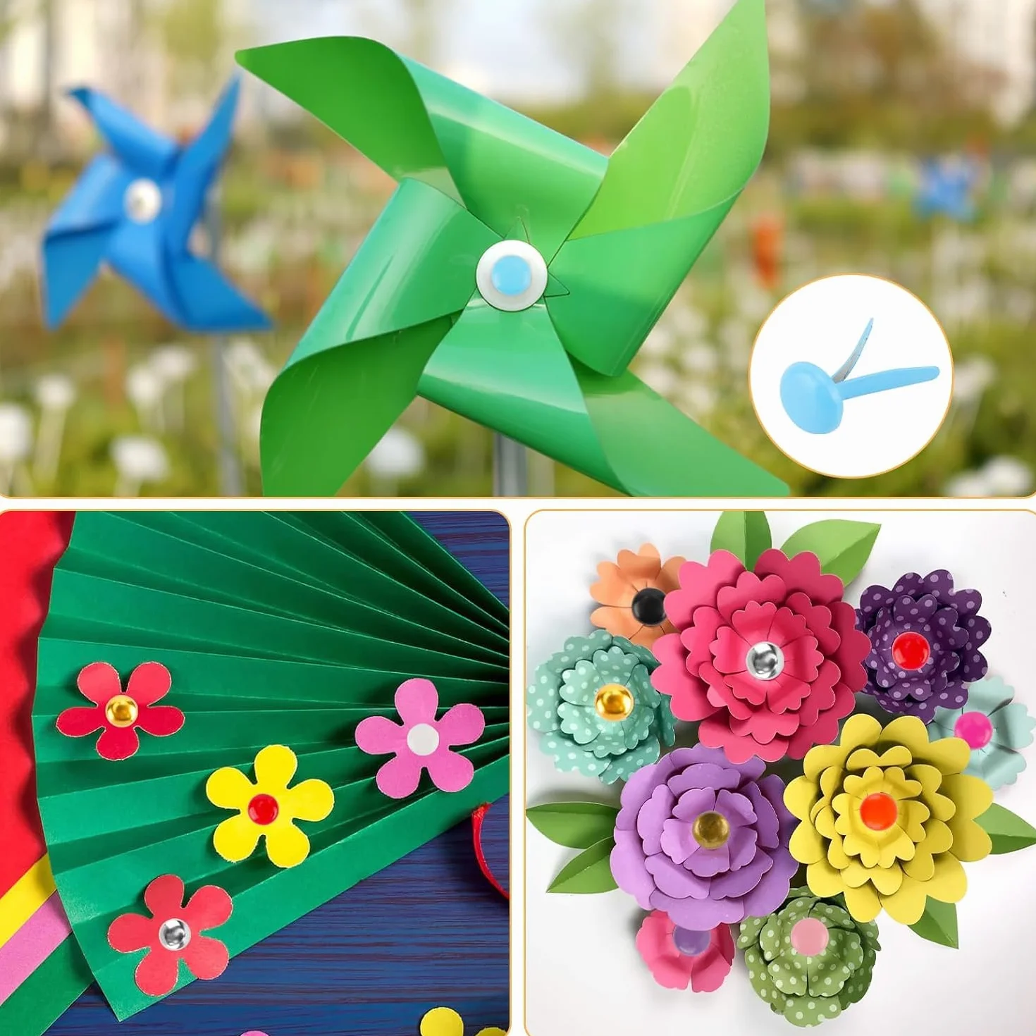 Mini Scrapbooking Brads,100 Perni di Fissaggio Multicolore per Carta,Fermacampioni Rotondi,Perni Divisi in Metallo Adatti per Scrapbooking,Carta da Stampa a Mano