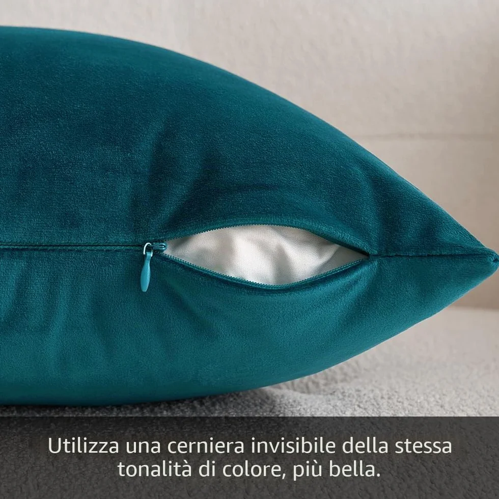 MIULEE Federe Cuscini in Velluto Decorativi 2 Pezzi 40x40 cm Blu Lago