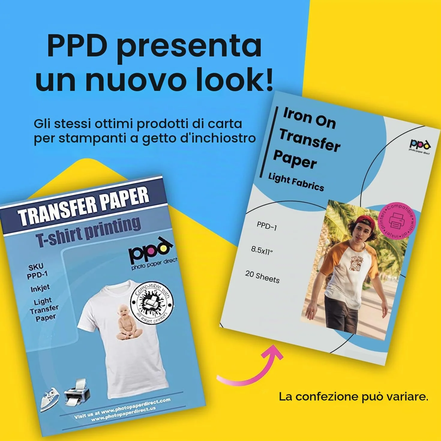 PPD A4 20 Fogli Di Carta Trasferibile Termoadesiva Per Inkjet - T-Shirt E Tessuti Chiari - PPD-1-20