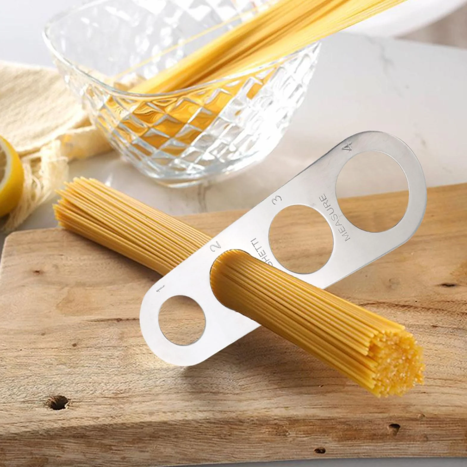 UILYNIU 3 Pezzi Dosaspaghetti in Acciaio Inox, Misura Spaghetti, Dosaspaghetti Dosatore con 4 Fori di Misurazione, Misuratore di Spaghetti, Utensile da Cucina per Misurare la Pasta (Argento)