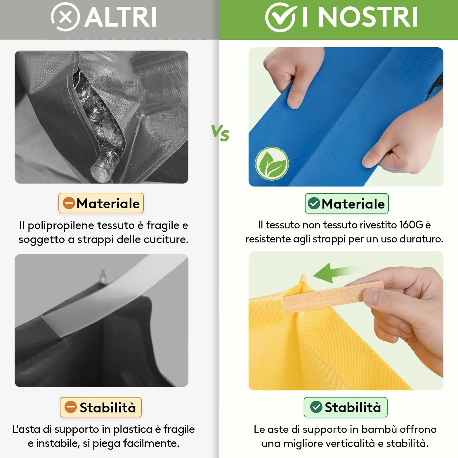 Lifewit Set di 3 Borse Raccolta Differenziata 45 L, Bidoni Differenziata Interno in 3 Colori, Raccolta Differenziata Esterno per Carta, Plastica, Vetro e Bottiglie