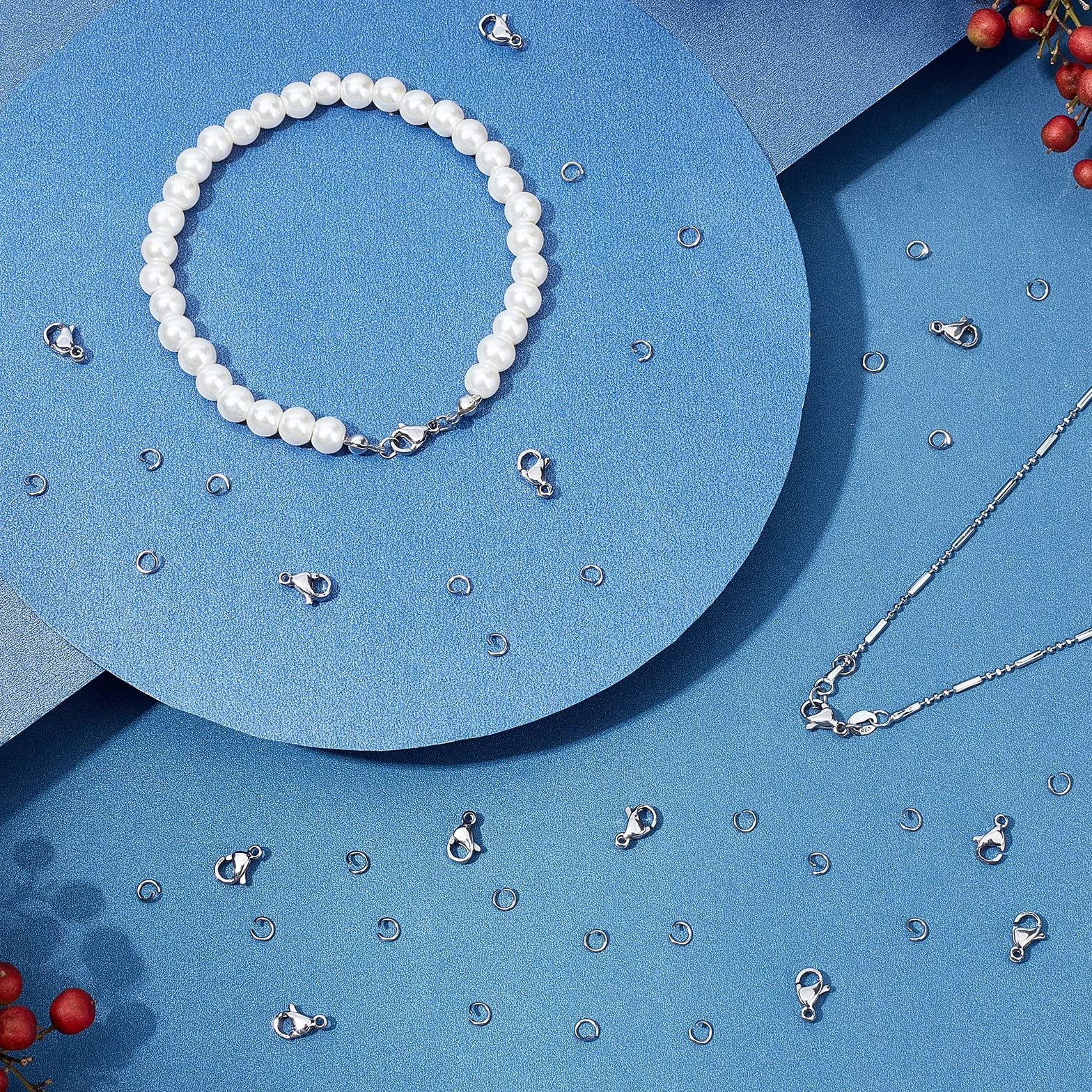 PH PandaHall 120pz 4mm Anelli di Salto Aperti Acciaio Inox con 60pz Chiusura ad Artiglio di Aragosta, Anelli Aperti per Bigiotteria Gioielli Bracciale Collana Orecchini Artigianali Fai Da Te