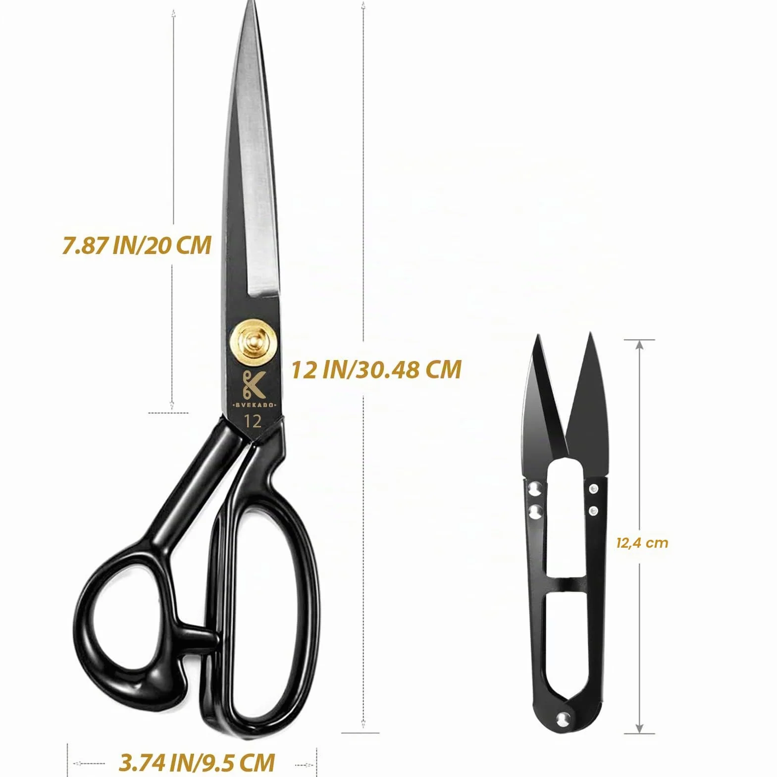 Forbici da sartoria professionali 30,5 cm acciaio al carbonio robuste affilate nero