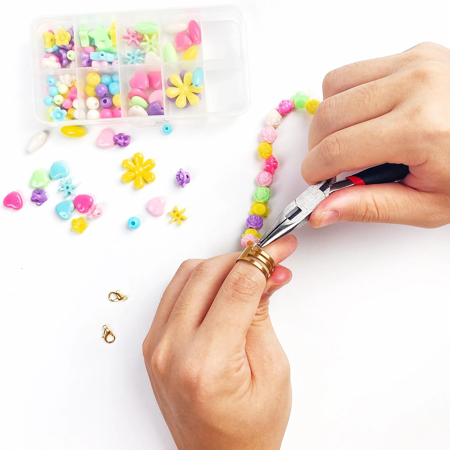 Avesteir 960 Pezzi chiusure per braccialetti set ganci collane con pinzetta pinza apriscatole 6 Colori