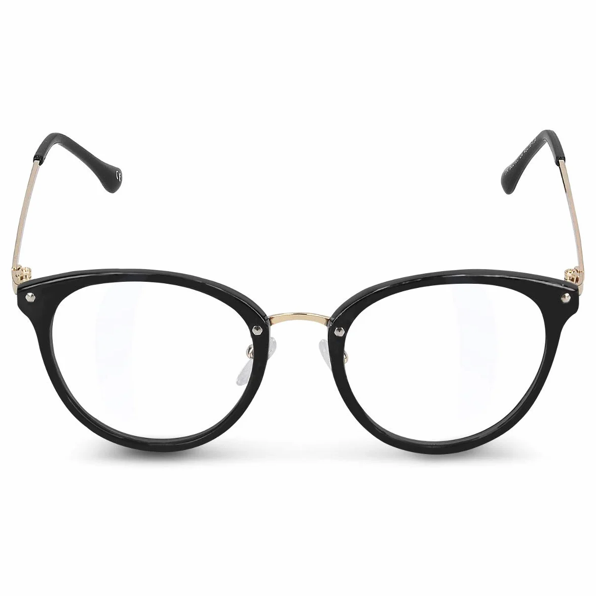 Navaris Occhiali non Graduati Retro Donna Uomo Unisex Lenti Tonde Montatura Nera